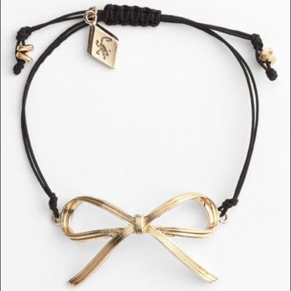 Sequin brand adjustable gold bow bracelet
